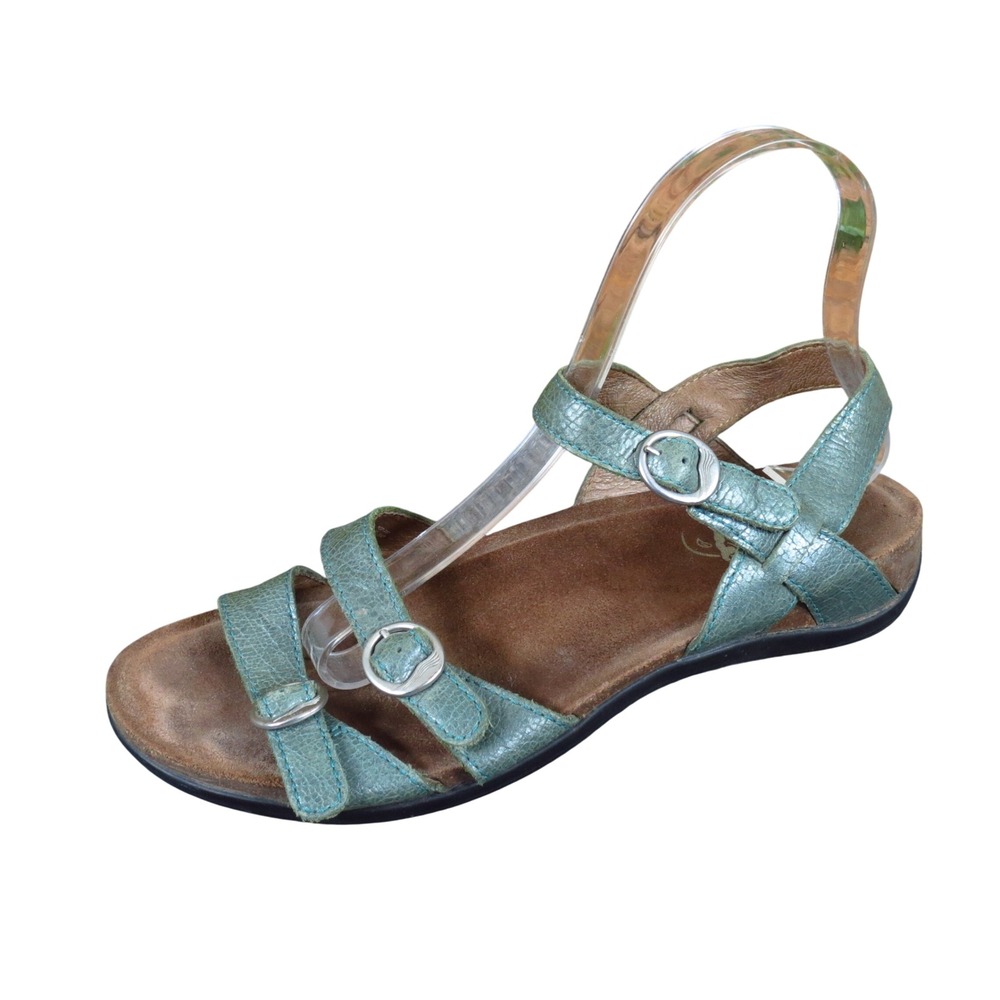 Dansko Jameson Womens Strappy Sandal 39 Walking Comfort Metallic Teal Leather